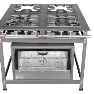 FOGÃO LUXO - 4 BOCAS - 2QS/2QD – 40X40 – P8 – COM FORNO PORTA DE VIDRO